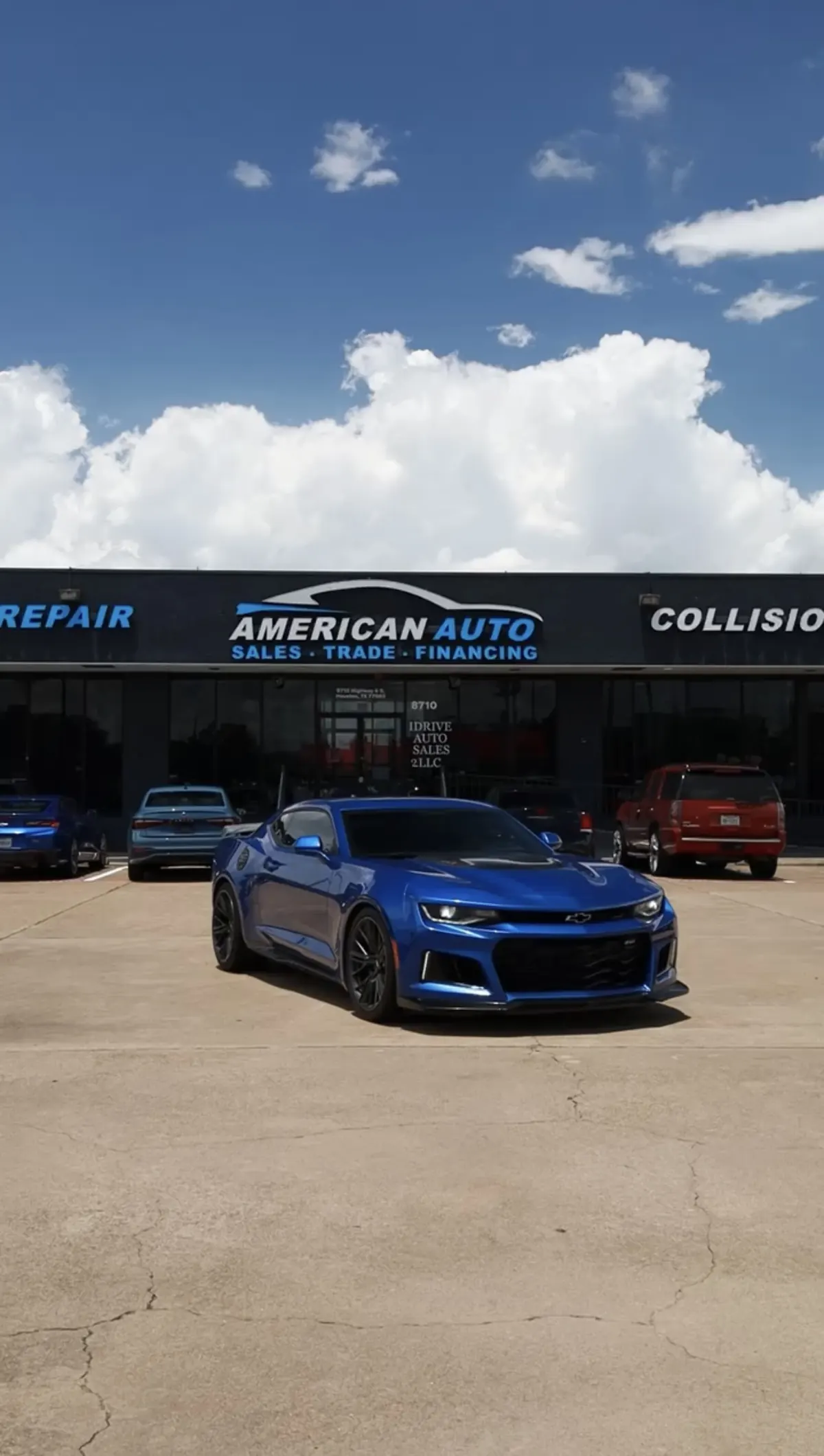 Blue Camaro serviced by American Auto near Sugar Land, TX