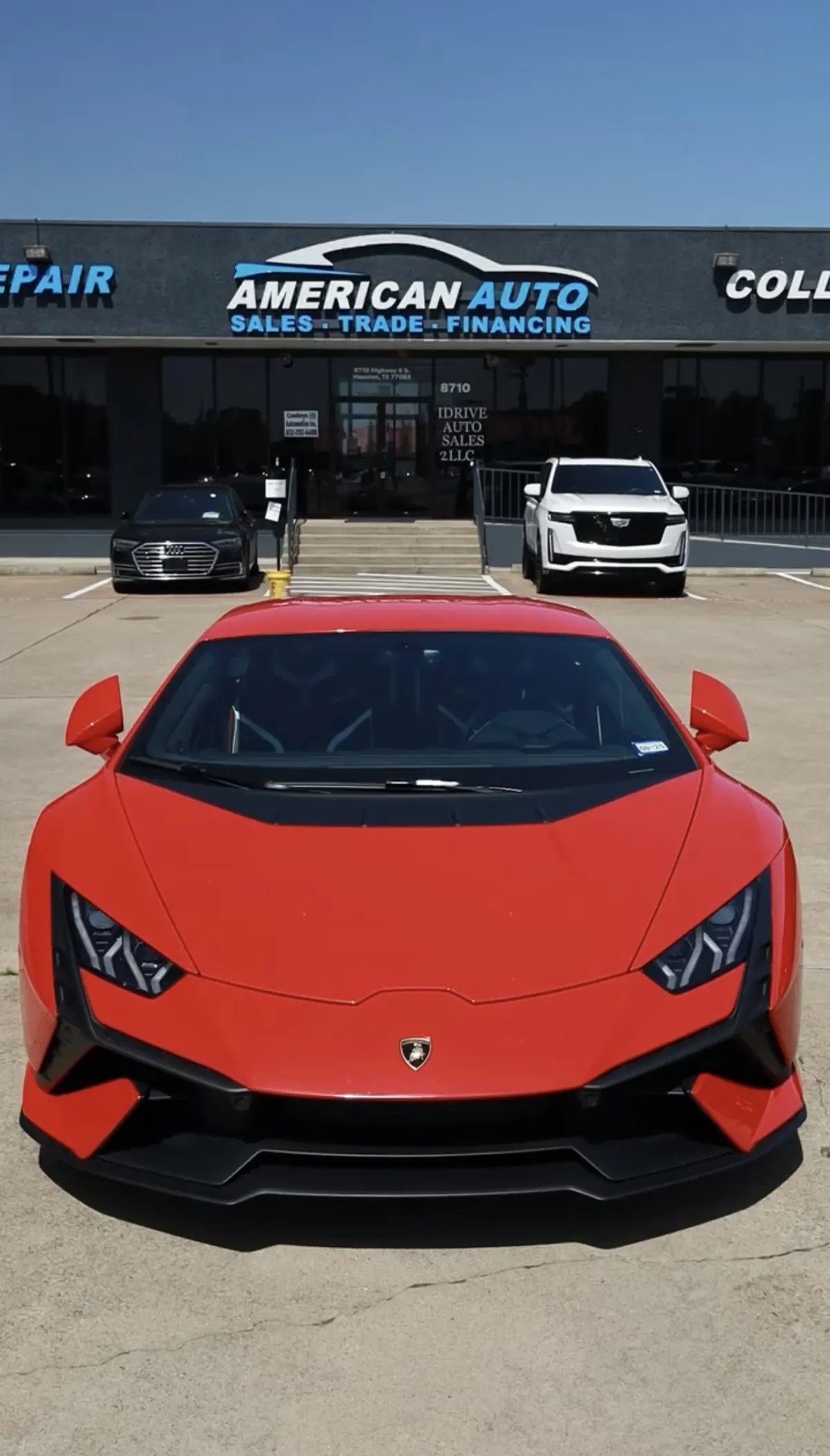 Red Lamborghini serviced by American Auto near Sugar Land, TX